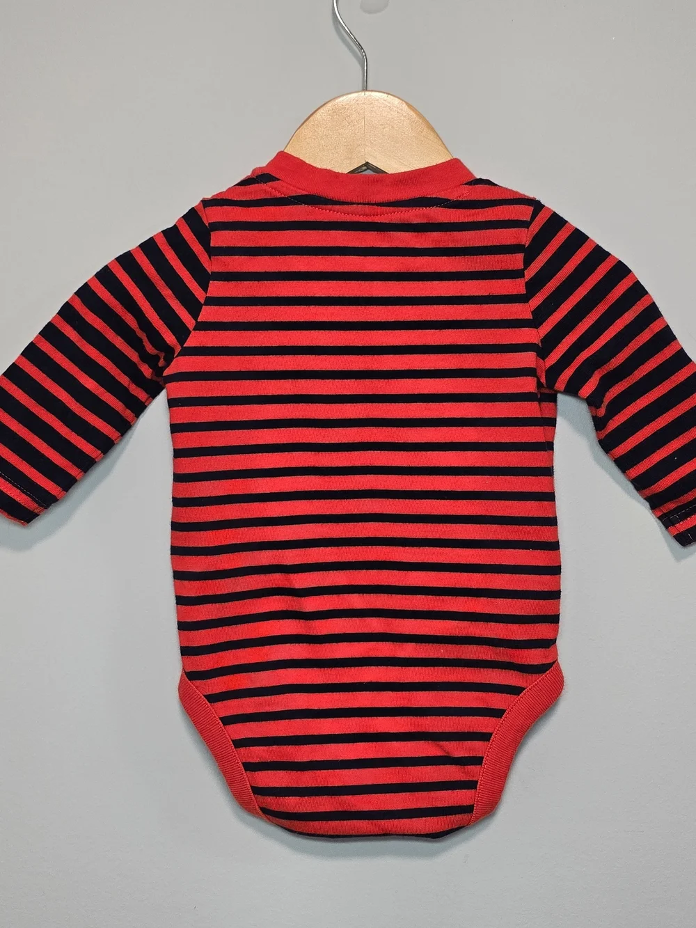 GAP Red and Black Striped Long-Sleeve Bodysuit